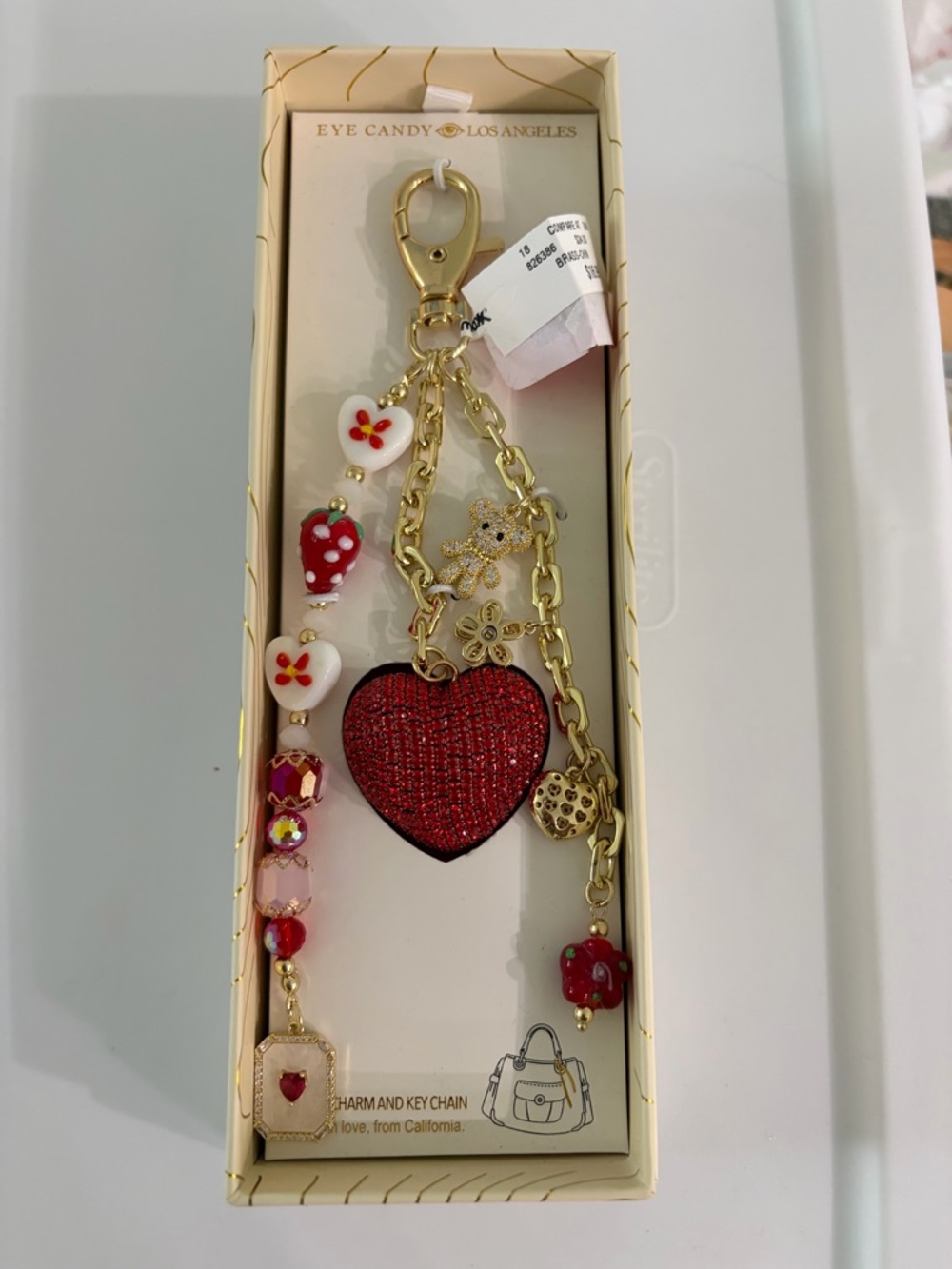 Eye Candy Los Angeles Red Heart Charm Key & Card Holder Keychain